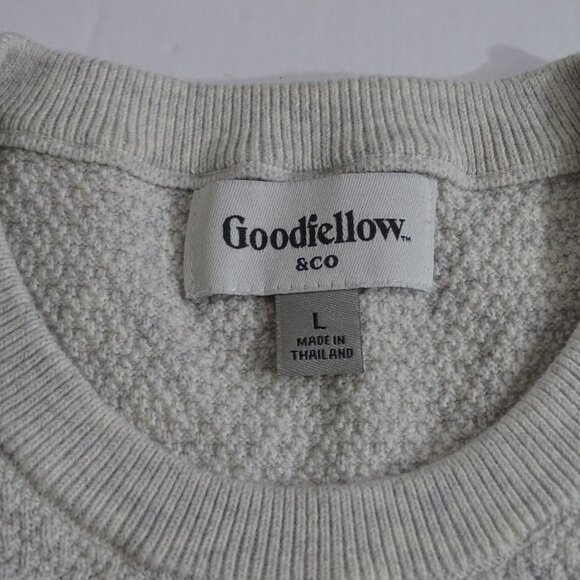 Goodfellow Mens Textured Knit Sweater Size L Heather Gray Long Sleeve Cotton - Picture 4 of 9